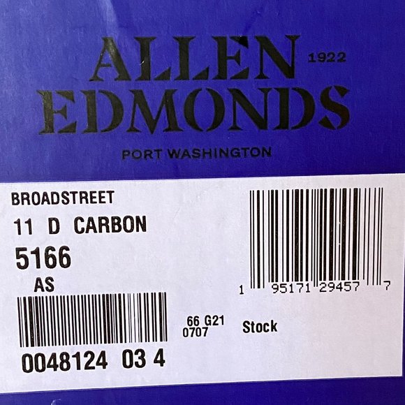 Allen Edmonds: Broad Street, Carbon/White Size 11 D - Picture 7 of 7